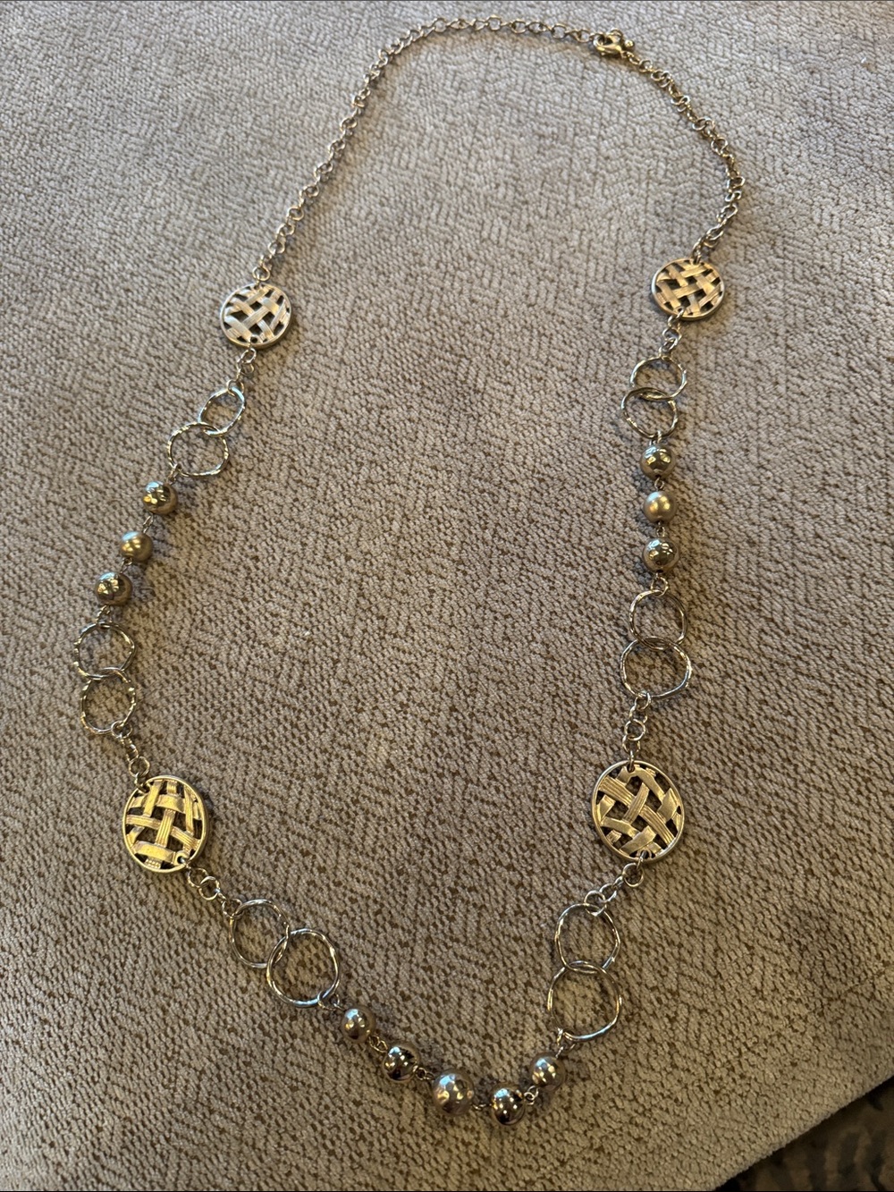Chicos Gold-Tone Woven Disc Long Necklace - Women Jewelry